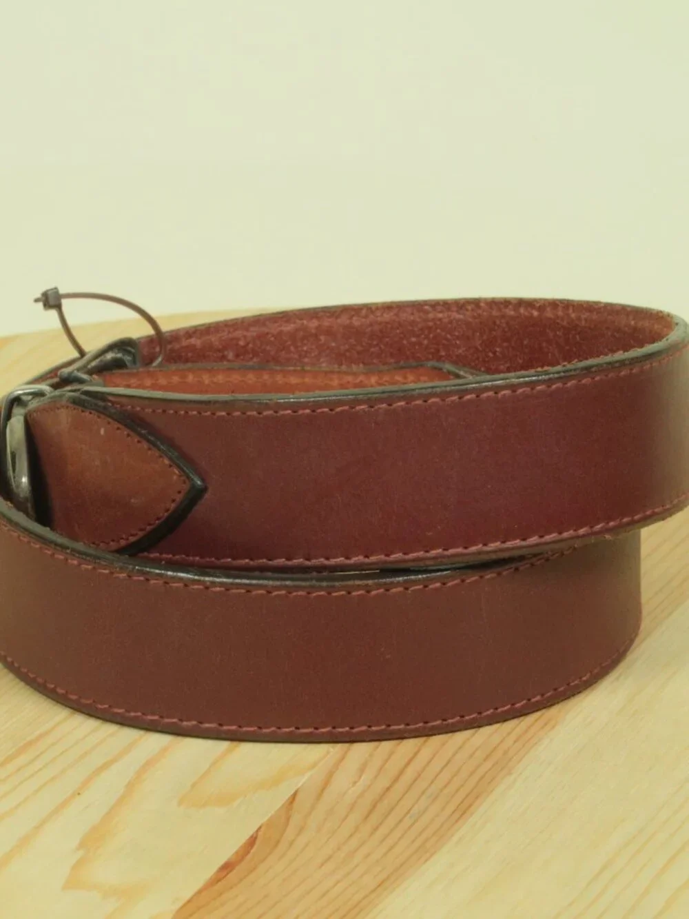 Vtg 80s Polo Ralph Lauren Western Sterling Silver Belt Mens 34 Brown Made in UK